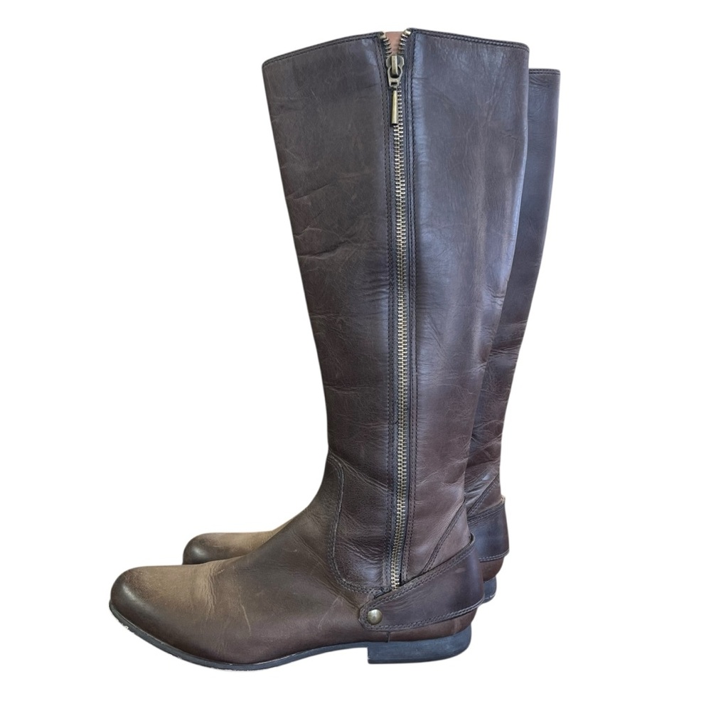 CLARKS Women’s Brown Taupe Leather Tall Riding Boots Sz 8